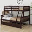 Lit simple superposé au dessus d'un lit double avec lit gigogne, cadre de lit plateforme convertible avec échelle, cadre en bois massif et garde-corps de sécurité-30374346