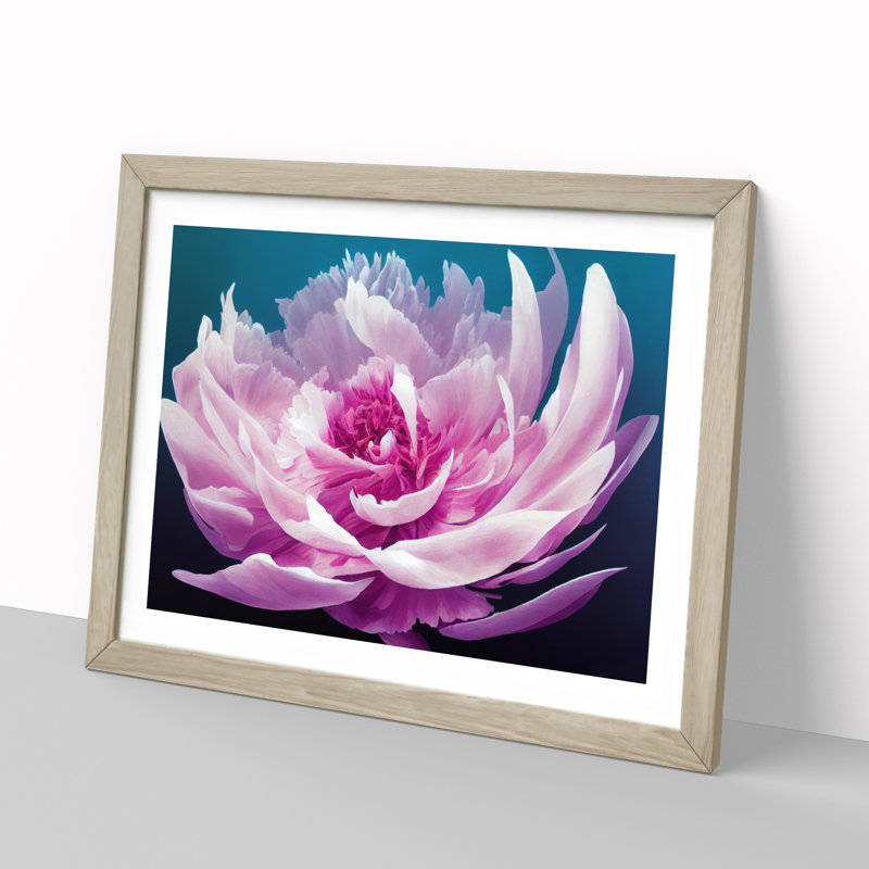 Unbelievable Peony Flower - Framed Print, 46cm H x 64cm W x 2cm D, Oak