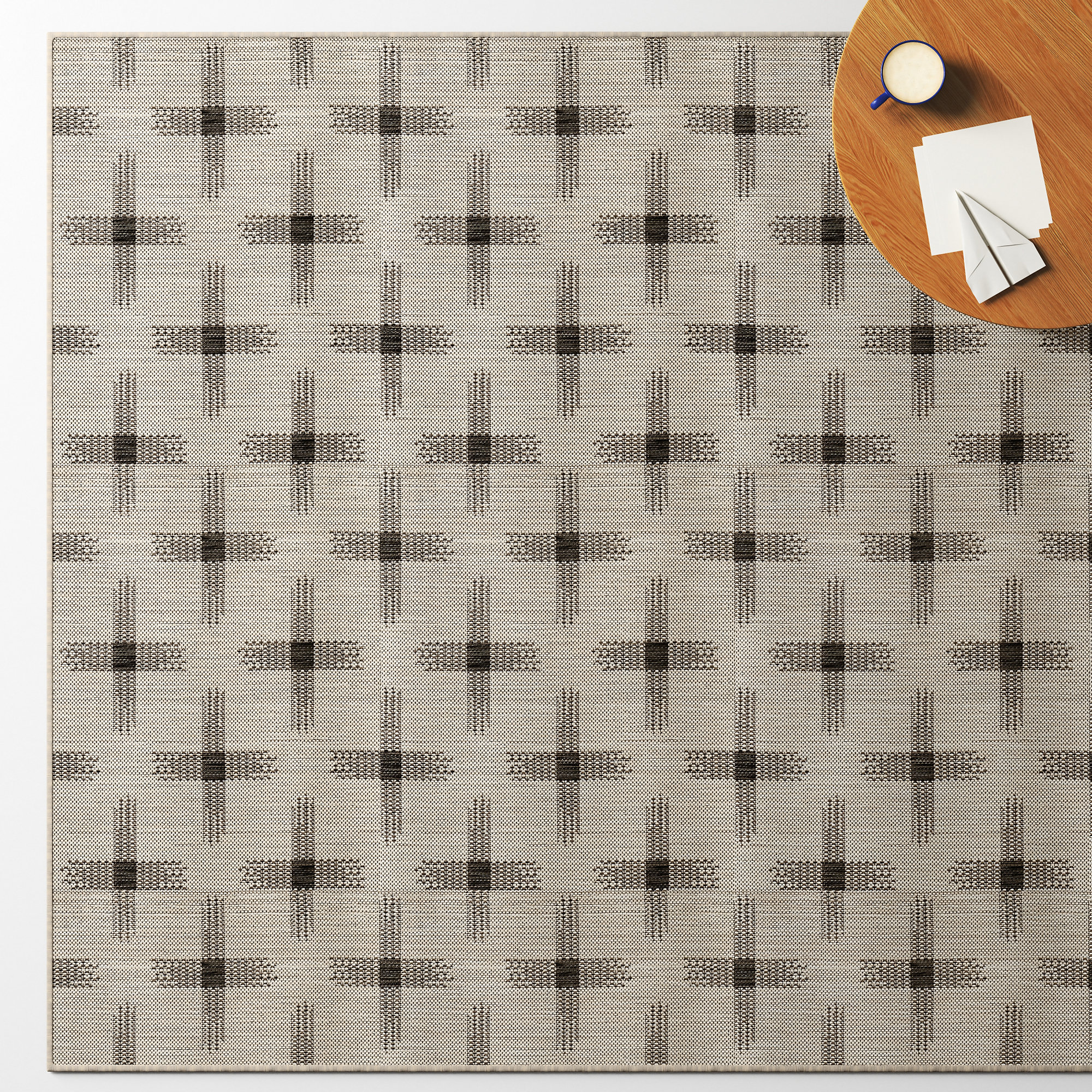 Demetrius Brown Indoor/Outdoor Rug, Rectangle 5'3" x 7'