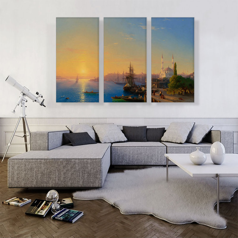 " View Of Constantinople And The Bosphorus 1856 " by Ivan Aivazovsky 3 - Pieces Painting Print, 40" H x 60" W x 1.5" D