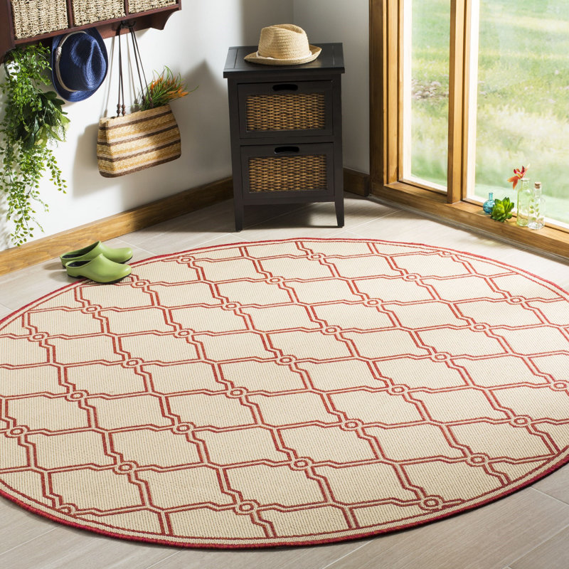 Tapis d'intérieur / extérieur à motif abstrait Ferrill Performance, Rond 6 pi 7 po