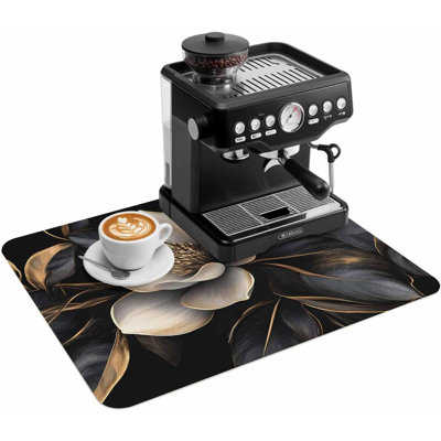 Tapis de cuisine/bar à café, motif floral magnolia, absorbant et antidérapant, 40 x 60 cm. Accessoires pour le bar à café. Tapis d'égouttage pour le comptoir de la cuisine.
