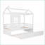 Lit simple en bois de pin avec lit gigogne - blanc, sans sommier