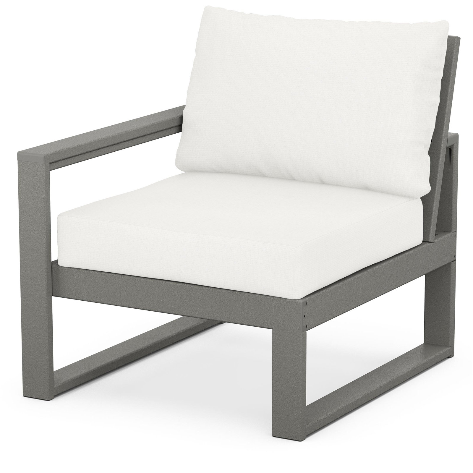 POLYWOOD Outdoor Lounge Chair, Natural Linen, Slate Gray