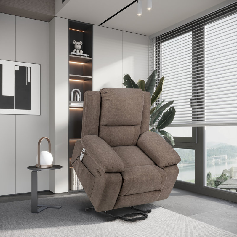 Fauteuil inclinable électrique avec massage pour les personnes âgées, télécommande multifonctionnelle à levage, minuterie, coussin chauffant avec poche latérale