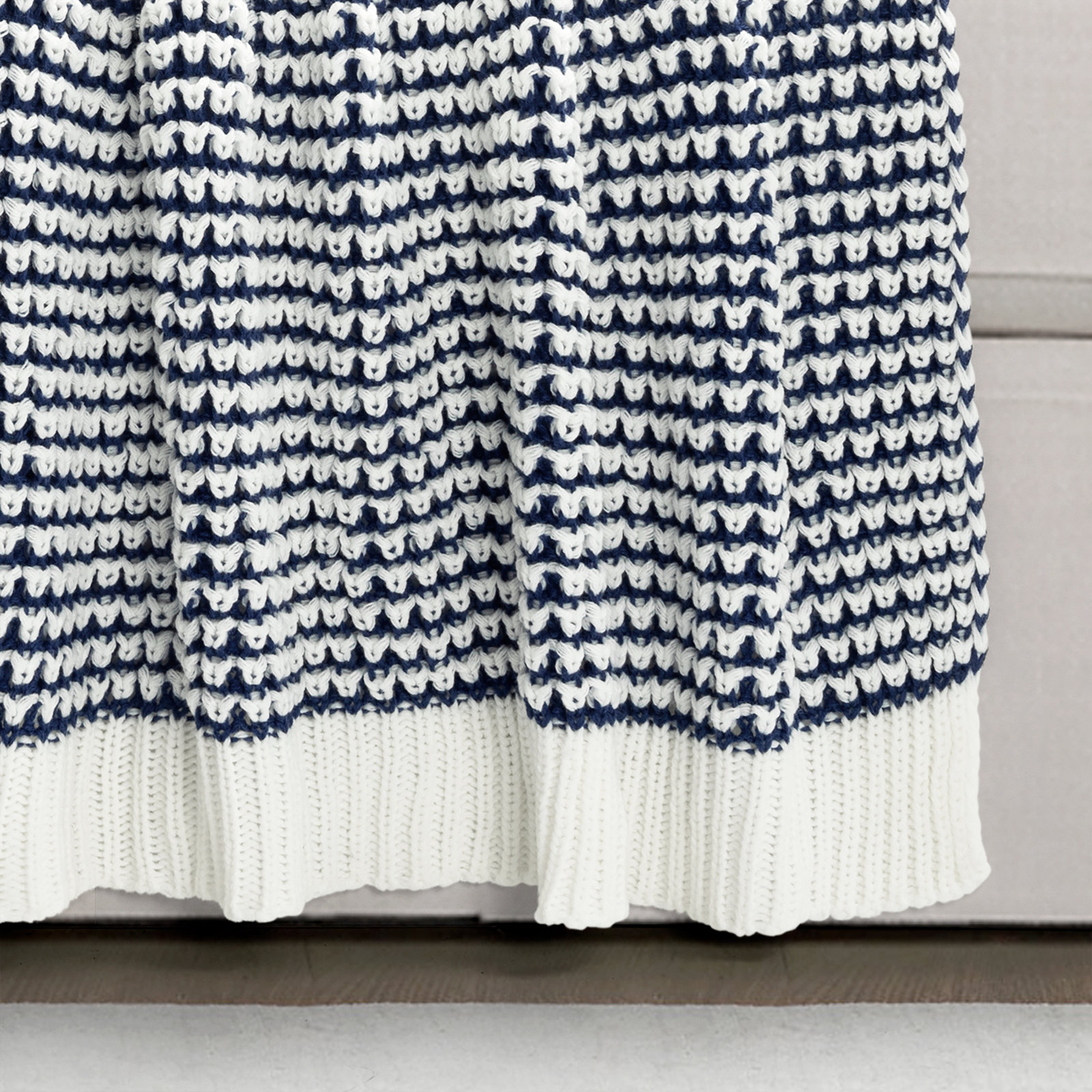Keil Plastic / Acrylic Knitted Throw Blanket, Navy