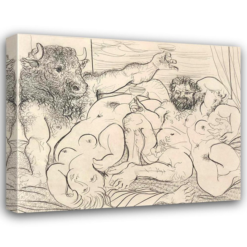 Bacchic scene with minotaur, 36" H x 45" W