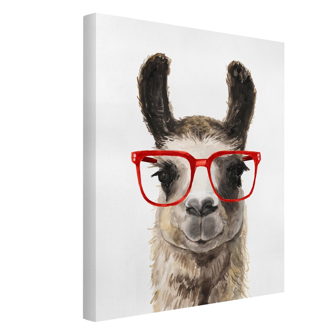 Leinwandbild Hippes Lama mit Brille II