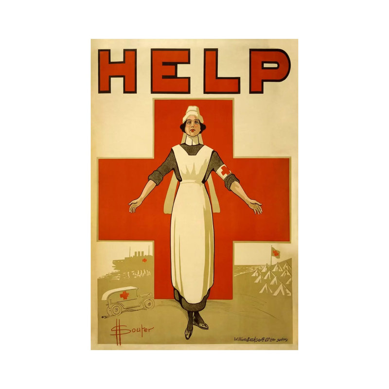 Help Australian Red Cross Vintage Poster by Unknown Artist - Wrapped Canvas Print, 20.32 cm H x 30.48 cm W