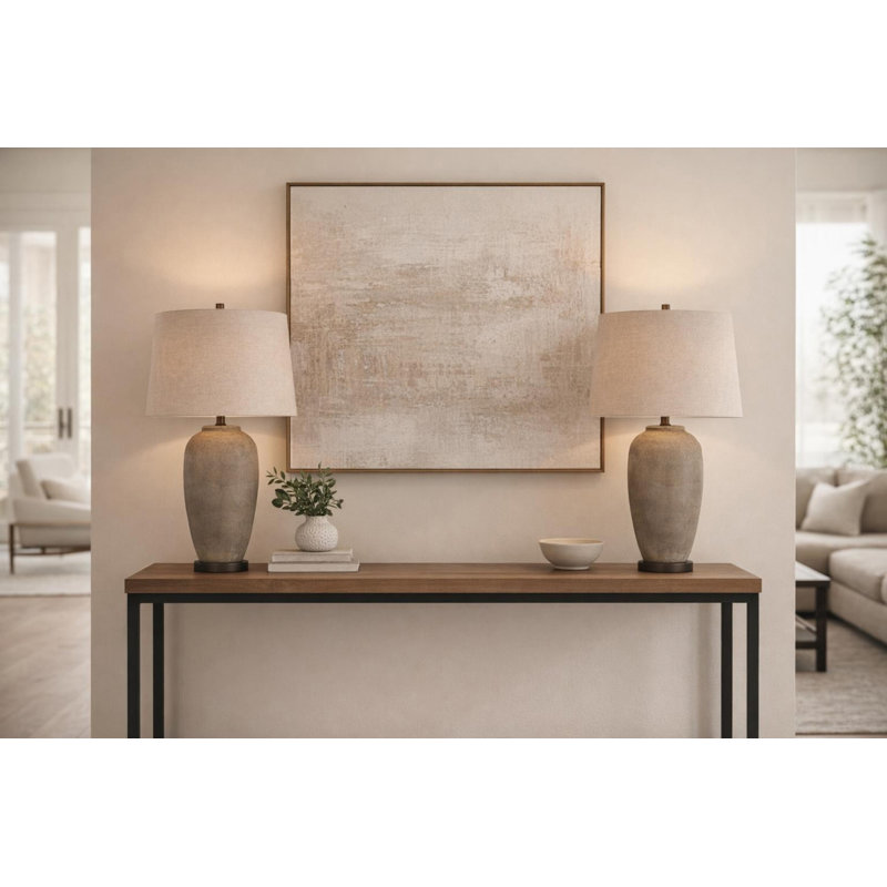 Earthen Elegance - 28" x 17" - Ceramic & Metal Table Lamp