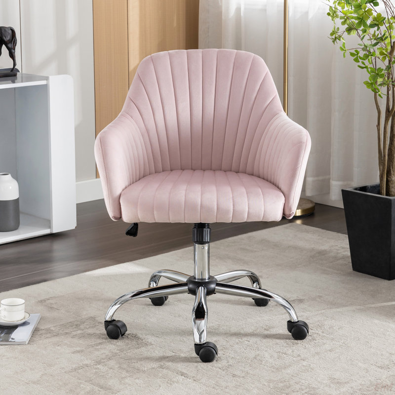 Chaise d'appoint moderne de bureau à domicile avec hauteur de velours réglable et roulettes réglables (chaise d'appoint)