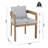 Set Of 2 Outdoor Patio Dining Chair, Aluminum Teak Finished Frame With Light Grey Cushion, Indoor And Outdoor-1510660720-1510660721