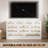 12 Drawer Wooden Dressers for Bedroom Modern Wood Closet Dressers for Adult Room 61in Wide TV Stand Dresser for 65 inch TV Rattan Chest of Drawers for Living Room Hallway White-590221942