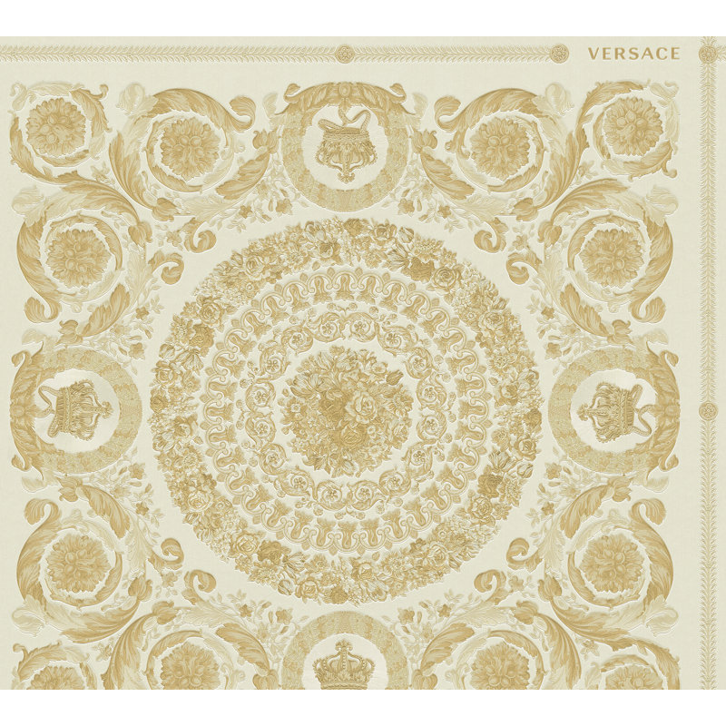 10.05m x 70cm Wallpaper Roll, Beige/Metallic/Cream