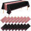 Ensemble de 16 nappes jetables et chemin de table en satin, nappe rose en plastique à pois rose avec chemin de table rose