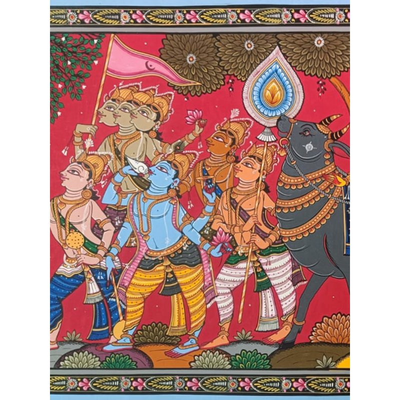 Shiv Vivah et dévot | Couleurs naturelles sur toile | Par Sachikant