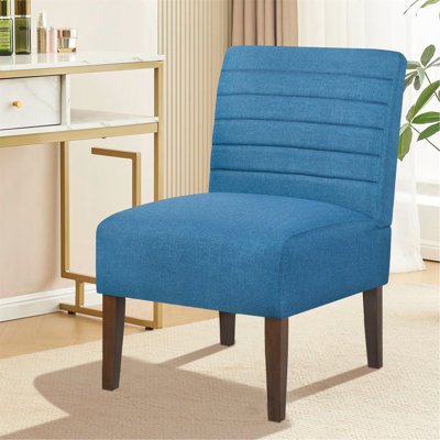 Chaise d'appoint moderne, chaise longue sans accoudoirs avec revêtement capitonné et pieds en bois, chaise d'appoint en tissu pour le salon, la chambre à coucher, le meuble-lavabo de maquillage, la conception à dossier horizontal pour patio, décoration confortable