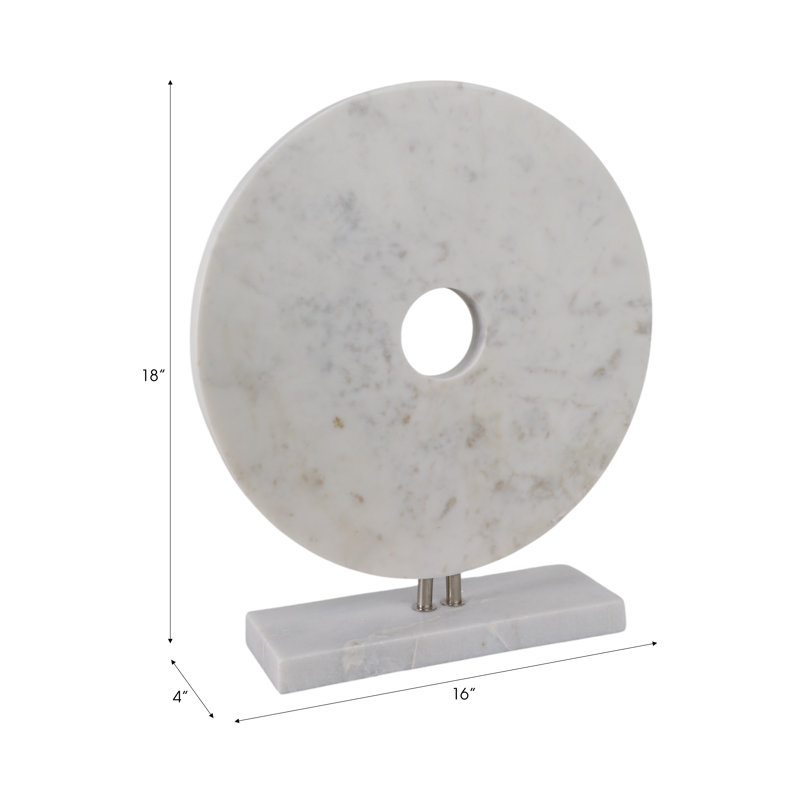 Ryung Decorative Sculpture with Circular Design in Stone Aluminum MDF and Marble Featuring Abstract Artistic Silhouette and Freestanding Form for Contemporary Accent Display
