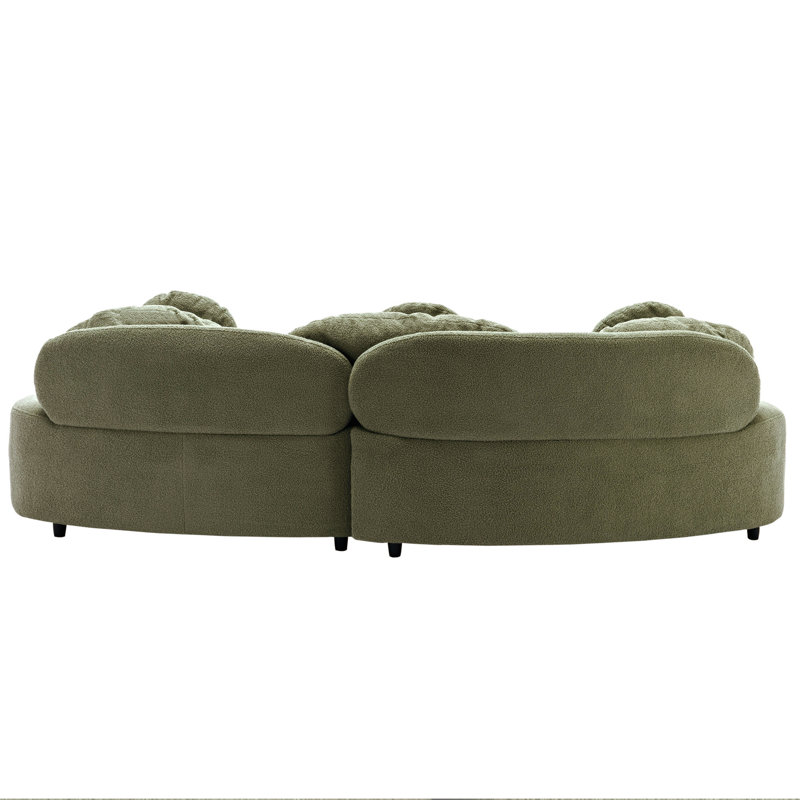 Modern Upholstered Living Room Sofa, Green Sherpa