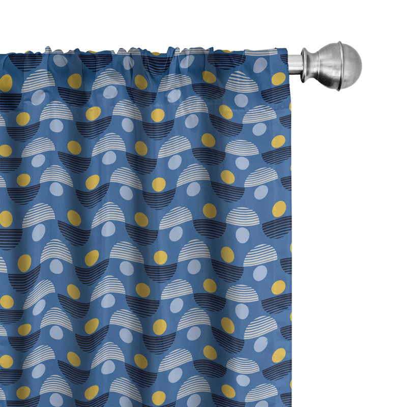 Abstract Semi-Sheer Rod Pocket Curtain Panels, 28" x 84"