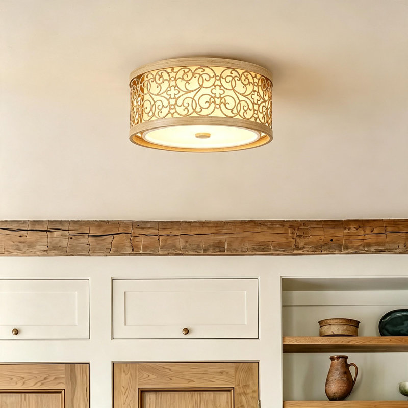 Plafonnier semi-encastré en tissu ScrollLux pour couloir 2 lumières