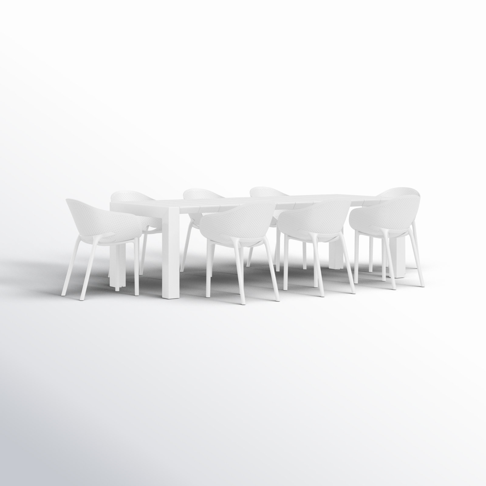 Farrah 118" Patio Dining Set, White