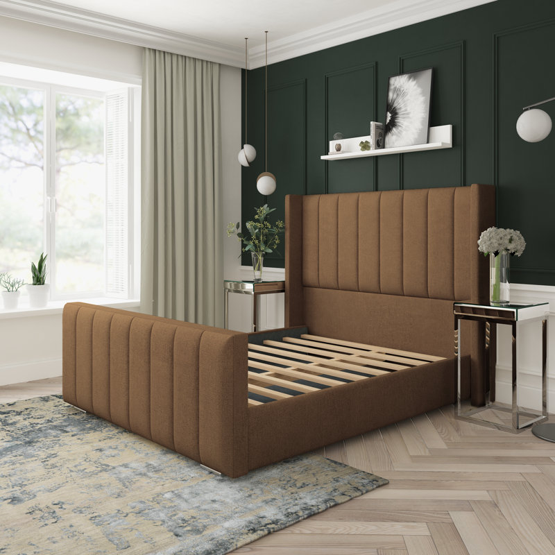 Willow Wool Upholstered Bed Frame, Double (4'6), Mink