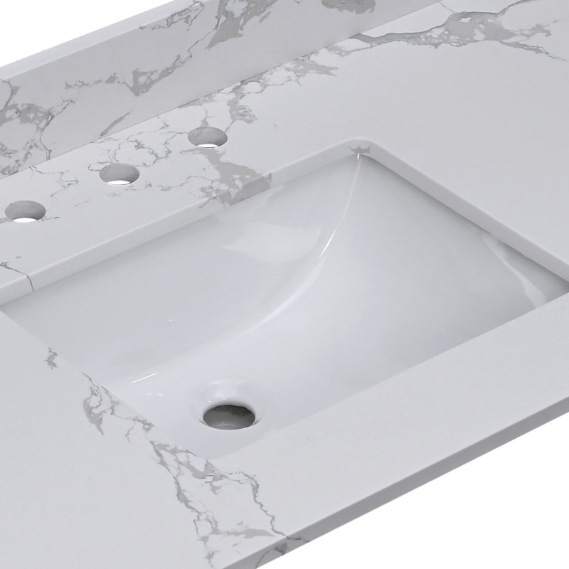 Lavabo de salle de bain rectangulaire profond en céramique blanche avec trop-plein