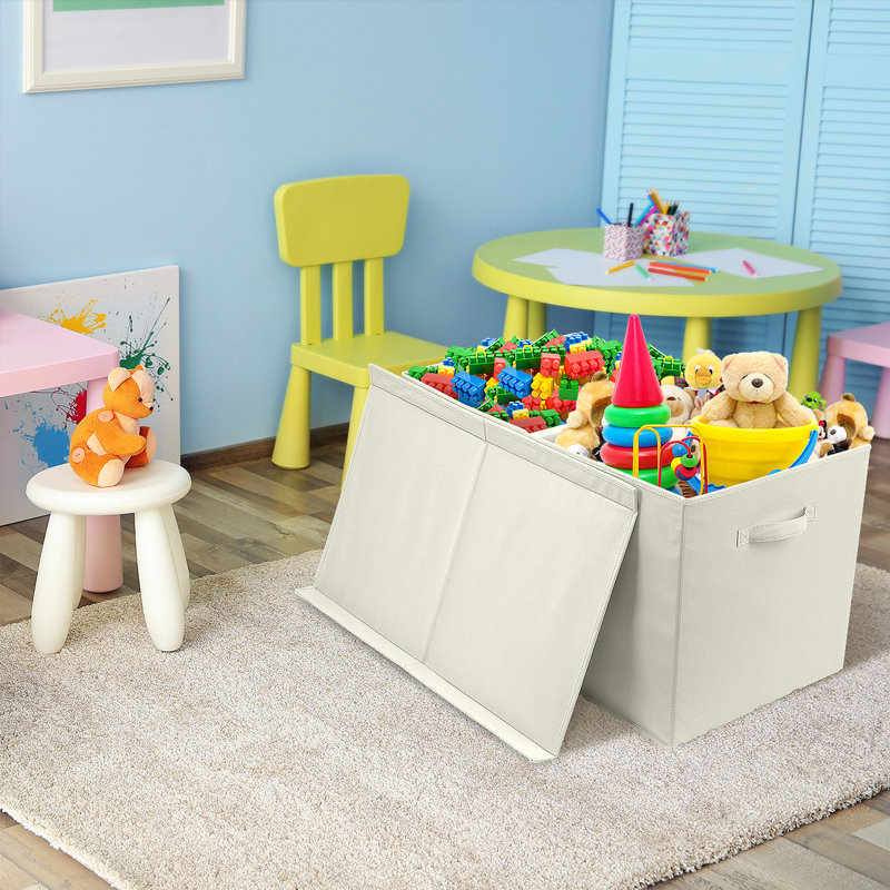 Grand coffre à jouets avec couvercle Sorbus, beige, Beige