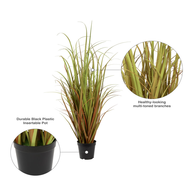 Modern Outdoor Tabletop Faux Grass Arrangement in Sleek Pot