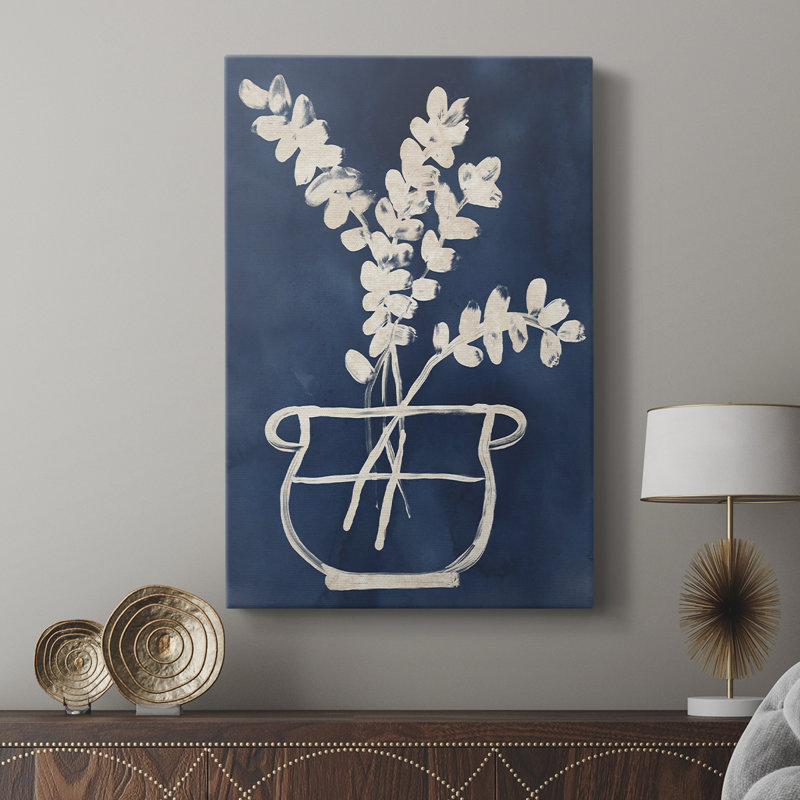 Navire sur indigo II - galerie Cavas sur mesure, H 18 po x l 12 po