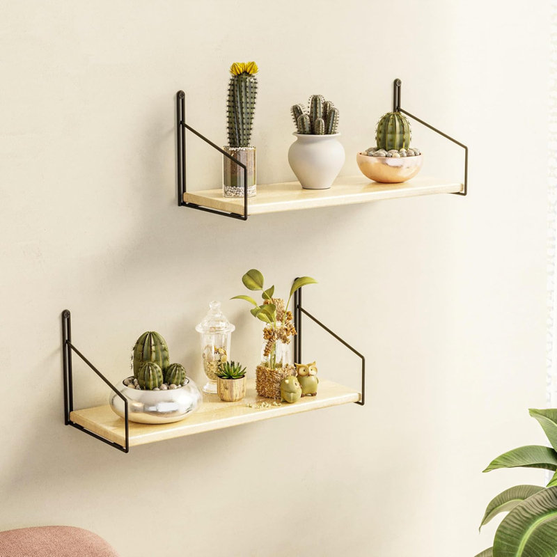 Ensemble de 2 tablettes murales en bois massif