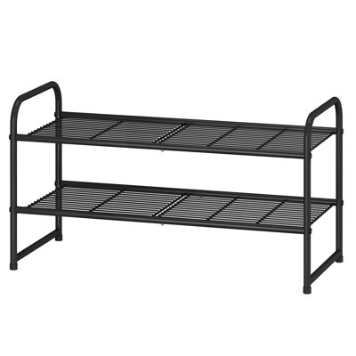 Étagère à chaussures empilable à 2 niveaux, grille en fil métallique, étagère de rangement pour chaussures