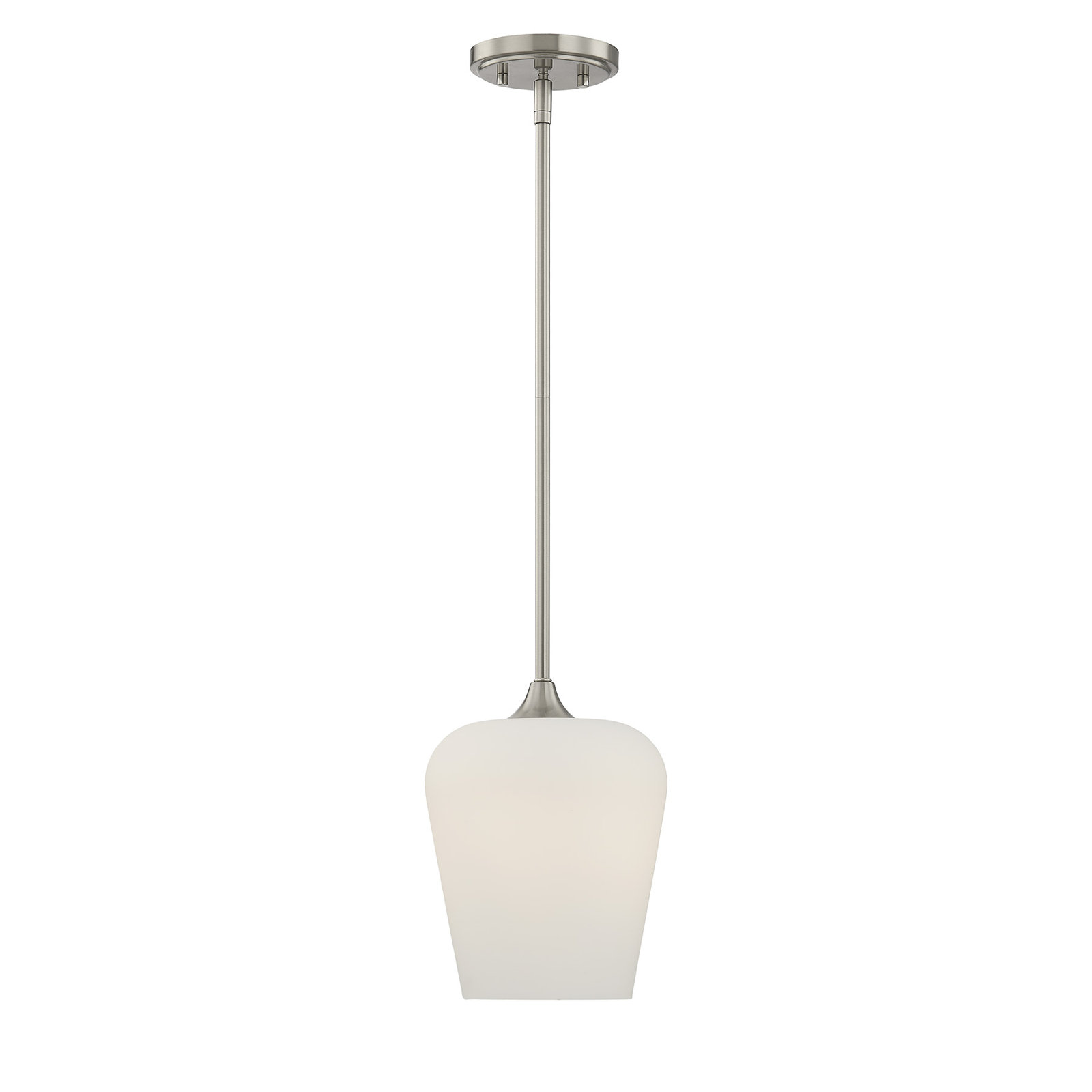 Breena Dimmable Single Light Pendant, White, Satin Nickel