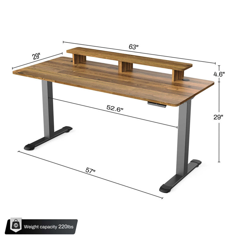 Salzer 160cm W Height Adjustable Rectangular Standing Desk