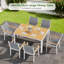 Weatherproof Garden Table, Large, 140 X 90 X 75 Cm, Aluminium Patio Table With Table Top, Rectangular Outdoor Dining Table For 6 People, Sturdy Garden, Patio Or Balcony Table-1582057369