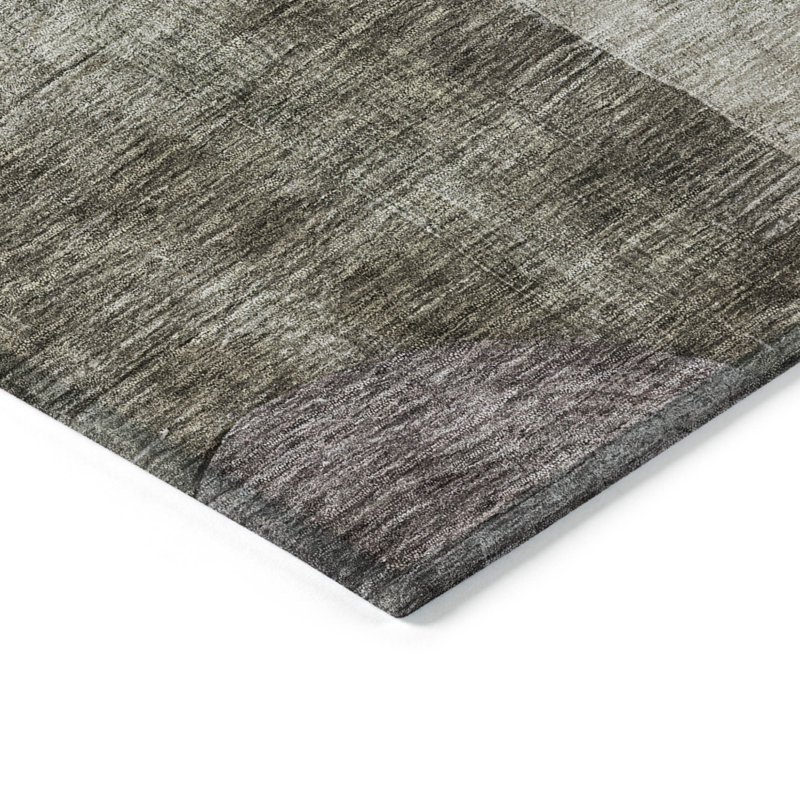 Tapis intérieur / extérieur géométrique lavable 8 pi x 10 pi brun et bleu