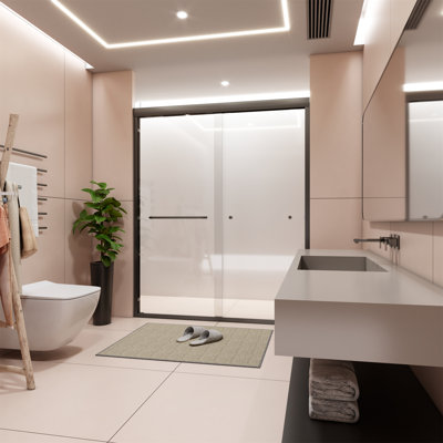 Porte de douche coulissante double semi-sans cadre