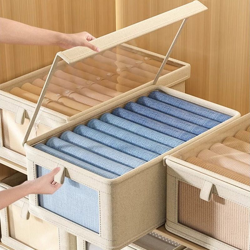  Storage Bins with Lids, Fabric Storage Box, Clothes Storage Basket Containers, Closet Organizers and Storage for Clothing, Sweater
