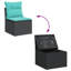  Ensemble de canapé de patio 9 pièces avec coussins en rotin de polyester noir
