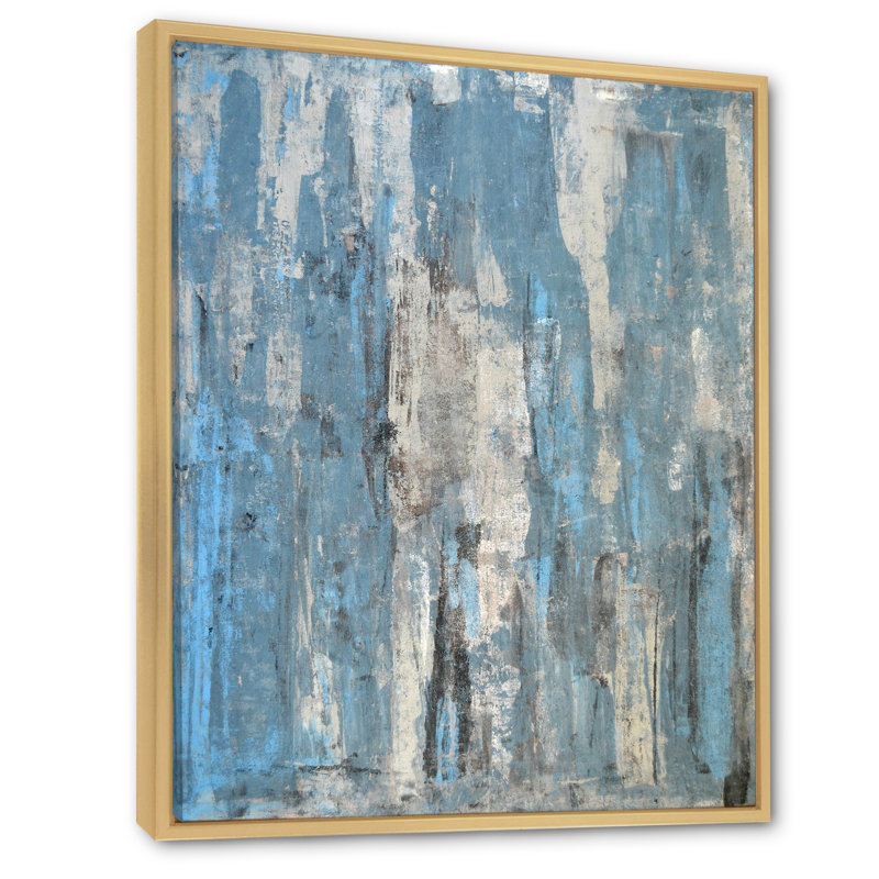 Art abstrait gris et bleu - Décoration murale moderne et contemporaine sur toile, H 20 po x l 12 po x P 1 po
