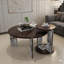 Ensemble de tables basses et tables de bout Modern. Comprend une table centrale en panneau de fibres à densité moyenne plaqué noyer durable (83 cm de diamètre) et une table d'appoint assortie (43 cm de diamètre) avec des pieds / base en pierre frittée pour le salon ou le bureau.
