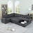 Aine 118" Wide Fabric Sectional Sleeper Sofa (Pull-Out Bed) With Storage Chaise-1239264955