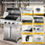 Barbecue électrique 3 + 1 brûleur 34 000 BTU Electactic - Acier inoxydable, surface de 56,5 x 41 cm, brûleur latéral-131975534