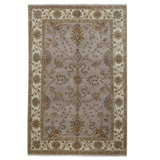 Hand Knotted Wool Oriental Area Rug in Camel And Ivory