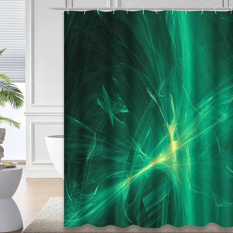 Rideau de douche abstrait à formes abstraites avec 12 crochets, L 72 po x l 72 po