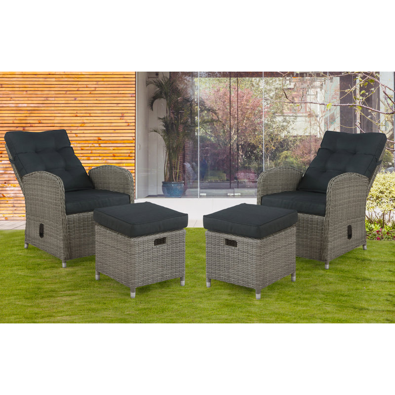 Wicker Outdoor Lounge Chair with Ottoman