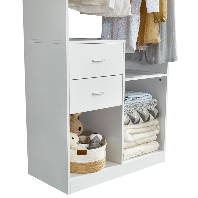 Closet Organizer System with Drawers and Hanging Rods