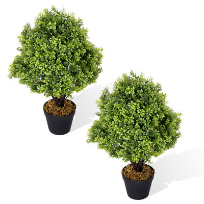 Hallam 24-Inch Indoor or Outdoor Faux Boxwood Topiary in Pot