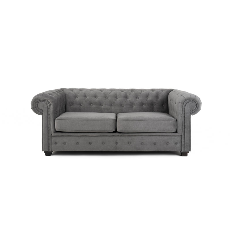 Dunfries 2 Seater Upholstered Chesterfield Sofa, Dark Grey